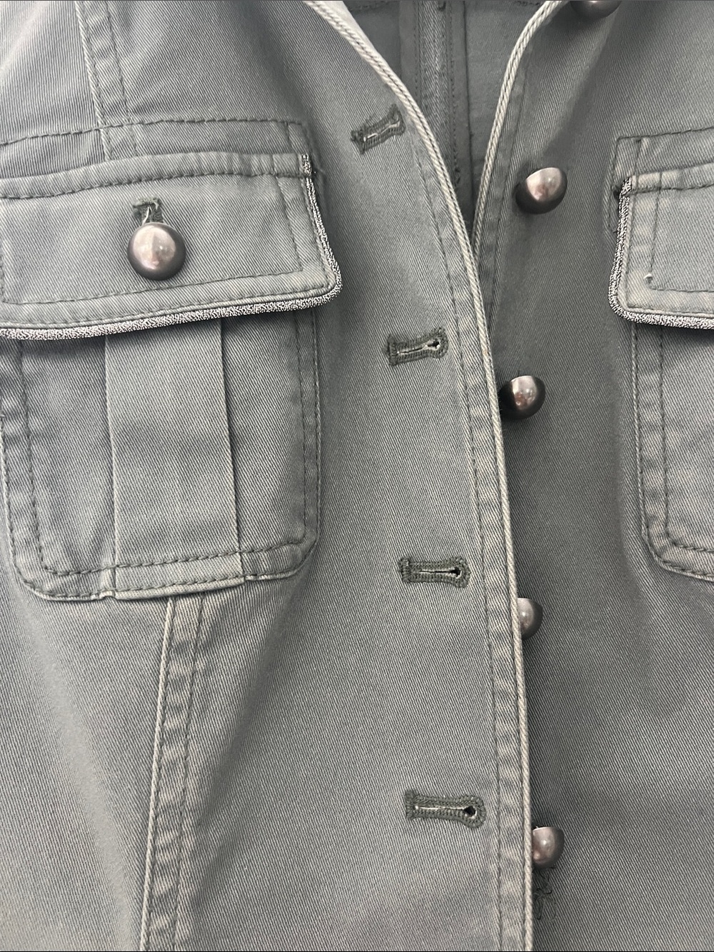 WHBM Military-Style Olive Jacket with Button Pockets - Picture 3 of 3